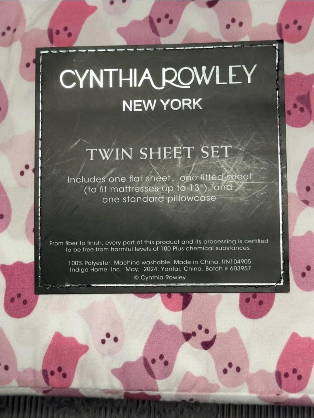 Cynthia Rowley Pink Ghost Halloween TWIN 4 pc Ghosts Sheet Set